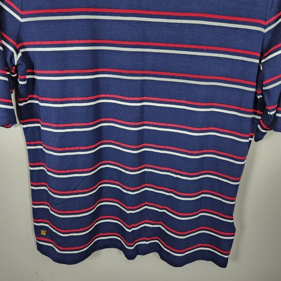 Lauren Ralph Lauren Shirt Womens XL Blue Mock Neck Striped Jersey Top Blouse - Picture 4 of 11